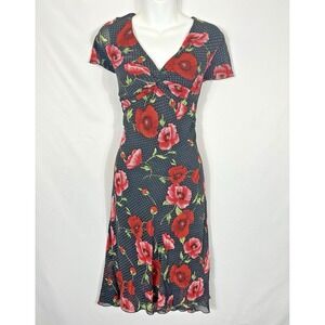 Vintage USA Dark Floral Babydoll Midi Dress Size 1X Y2K Fairy Grunge Whimsigoth